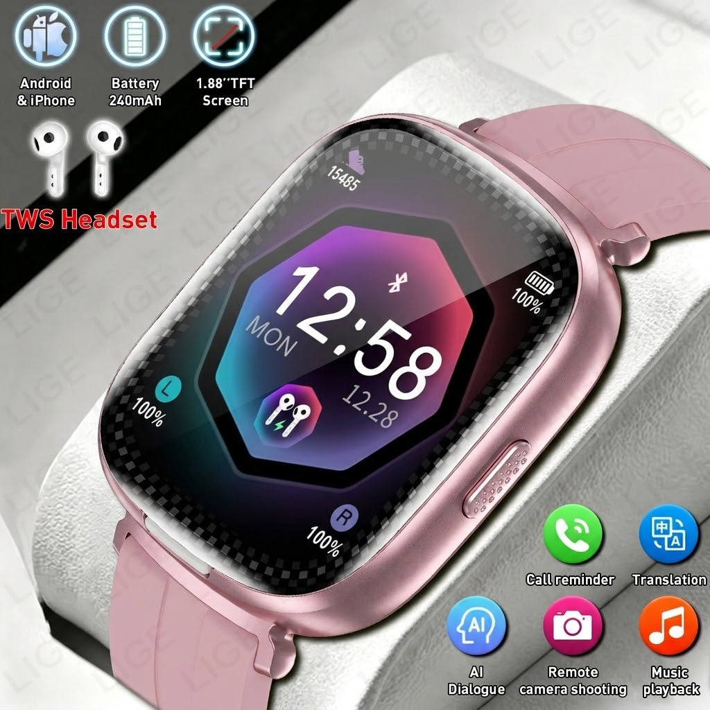 Smartwatch Headset - LIGE 2 in 1: auricolari TWS