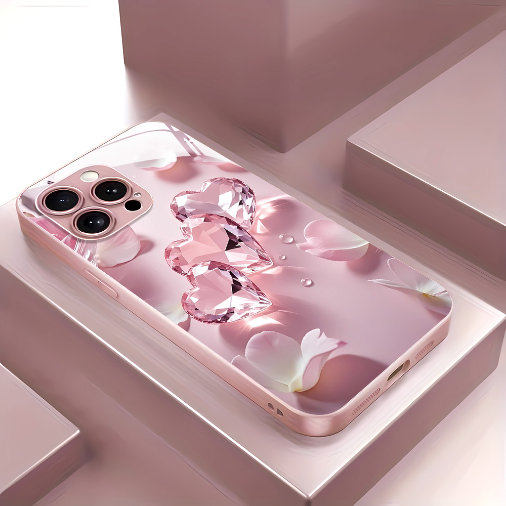 Screen Protector Film - Pink Butterfly Tempered Glass Case For