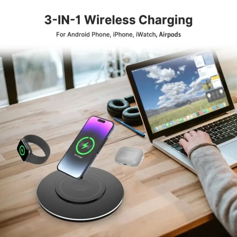 Wireless Charger Watch - Caricatore Wireless Compatto 3 in 1