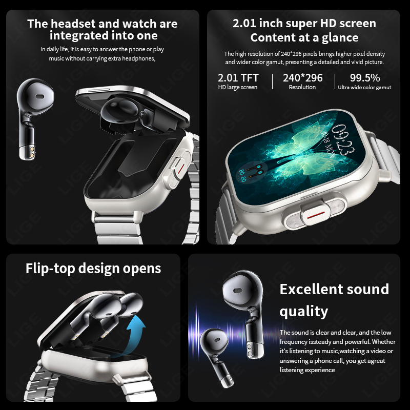 LIGE TWS 2 in 1 Smartwatch con - Smartwatch Headset recensione e prezzo